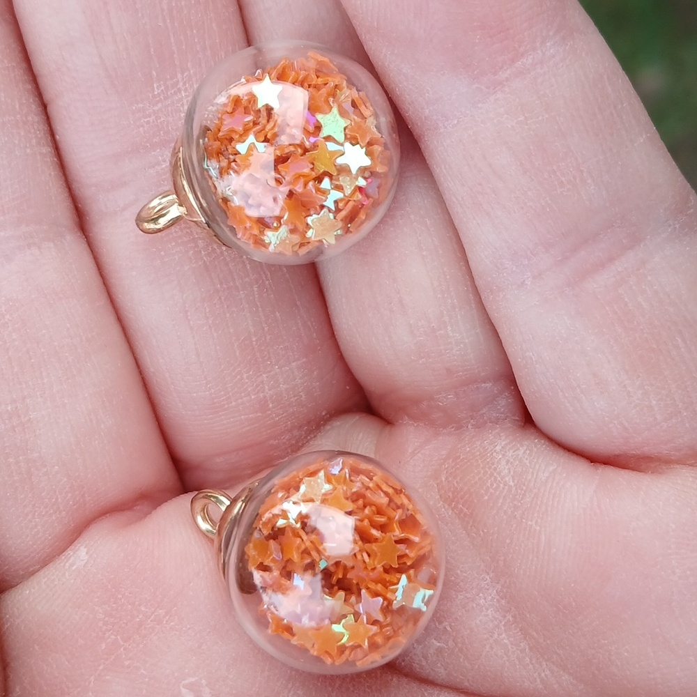 New 2pc Orange Crystal Stars Pendant. - Picture 3 of 11